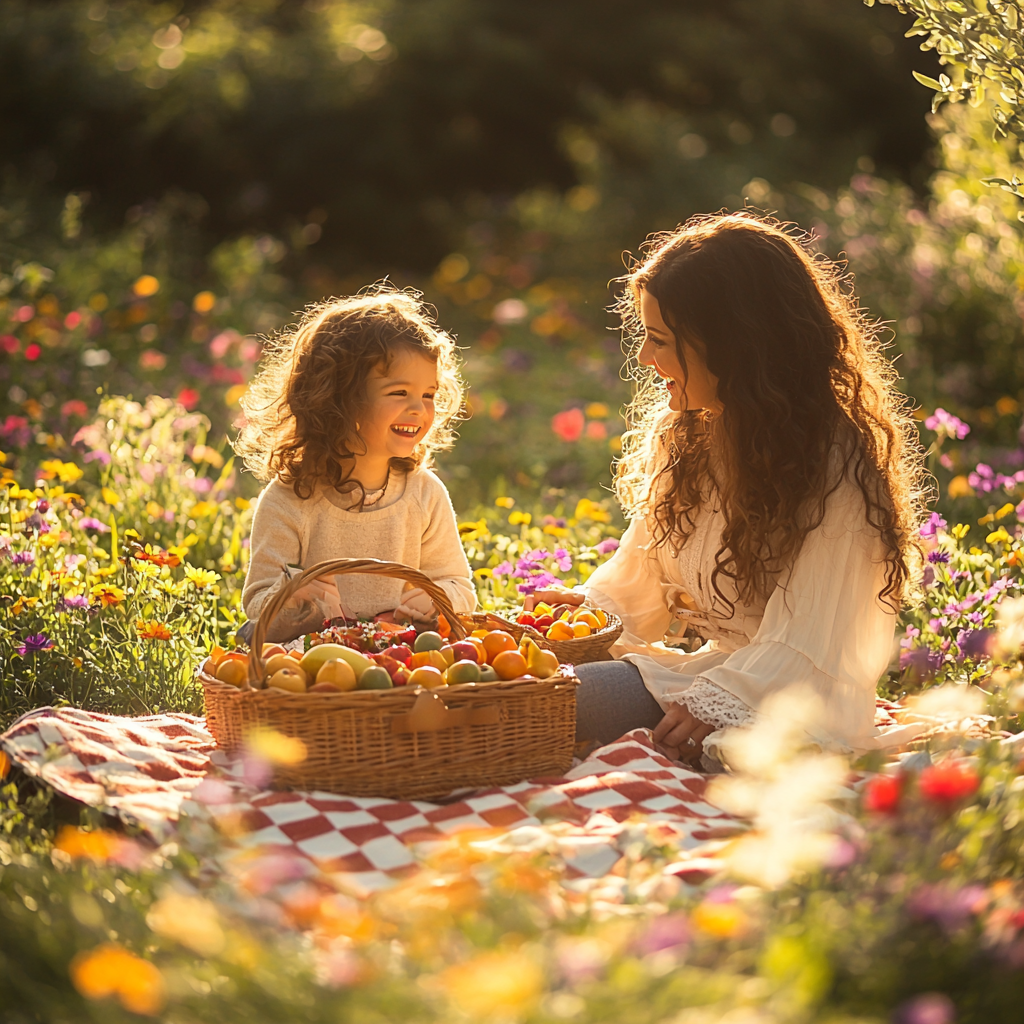 Harmony Of Hearts: A Mother And Child Nature Escape Paint By Color