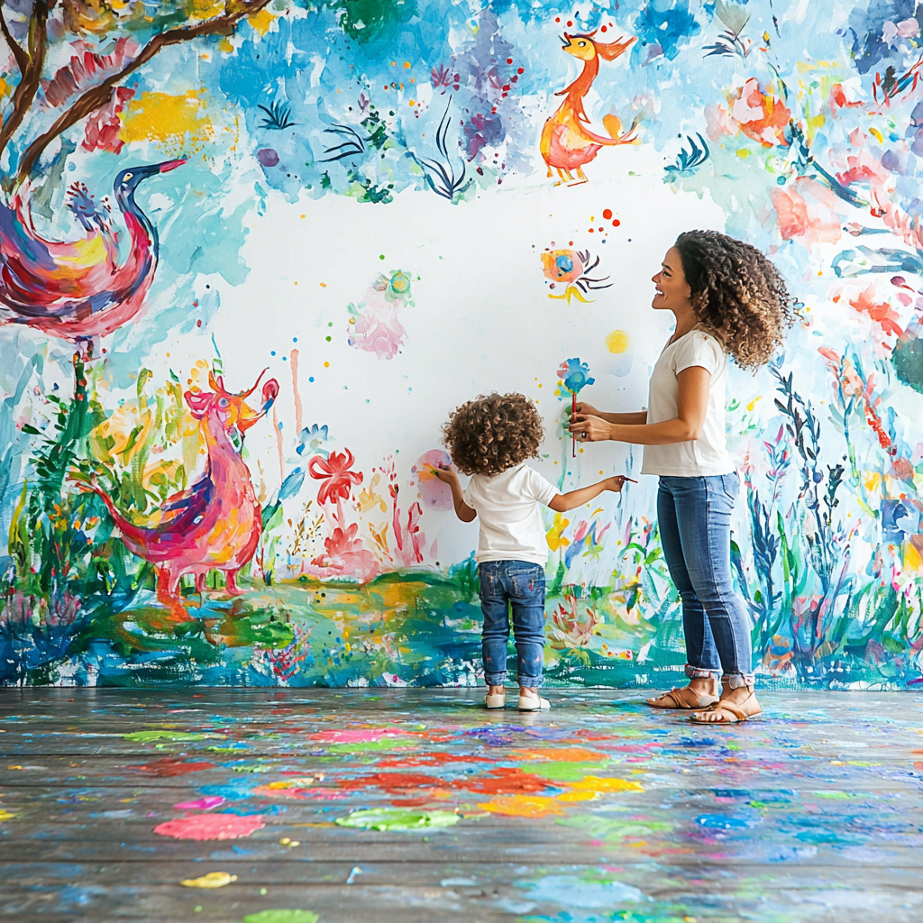 Artistic Whirlwind: Crafting A Mother-Child Mural Paint By Diamonds Kits