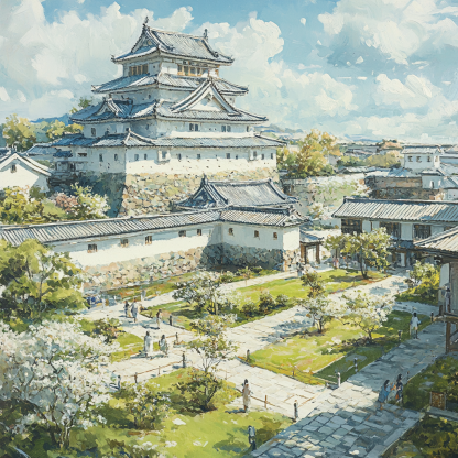 Himeji Castle Panorama paint by diamonds