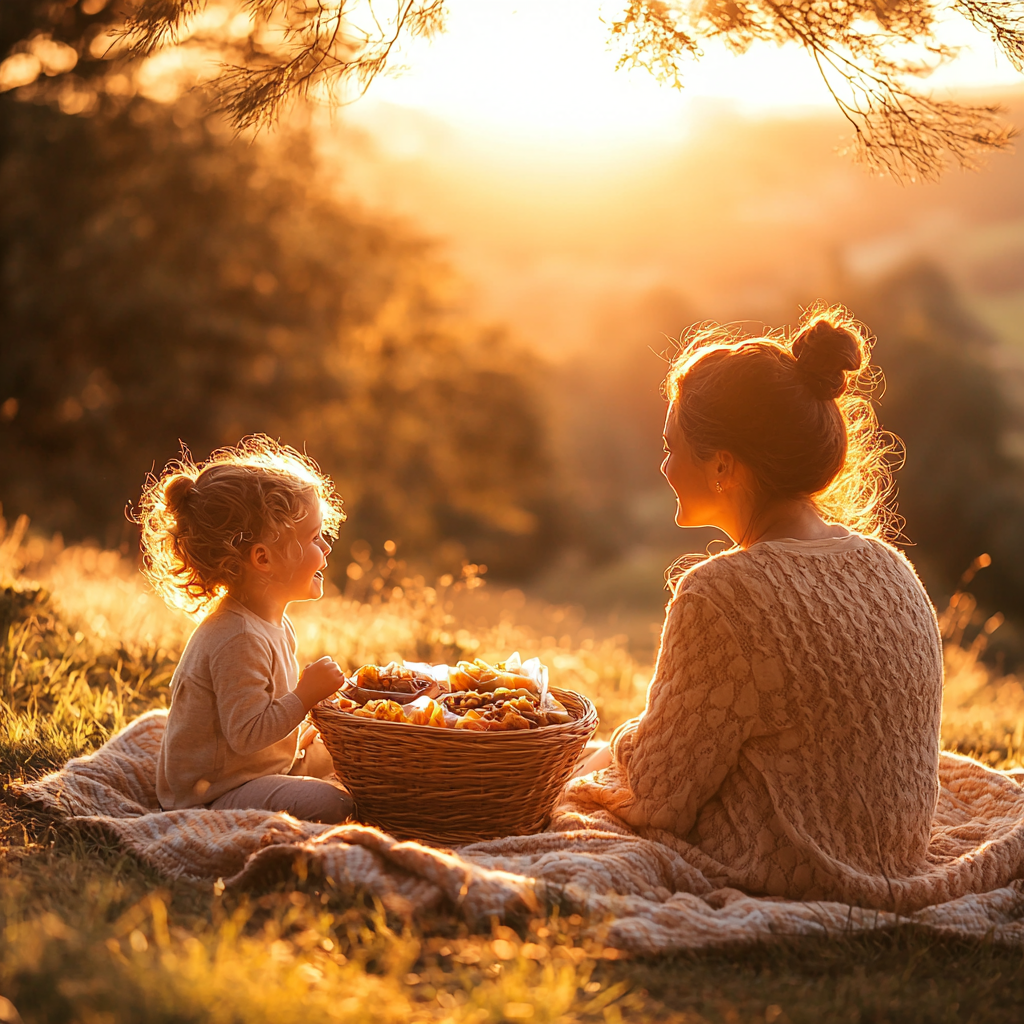 Golden Moments: A Sunset Picnic Together Painting By Diamonds Kit