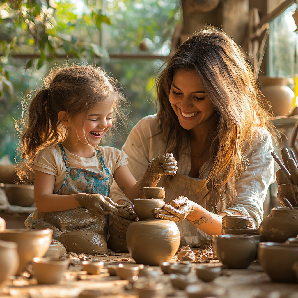 Whispers Of Creativity: A Family Pottery Session Paint By Color