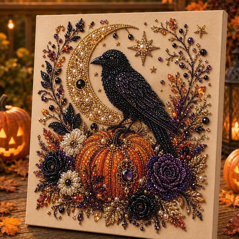 DIY Halloween Paint By Diamond Craft Kit With Artboard And Tools
