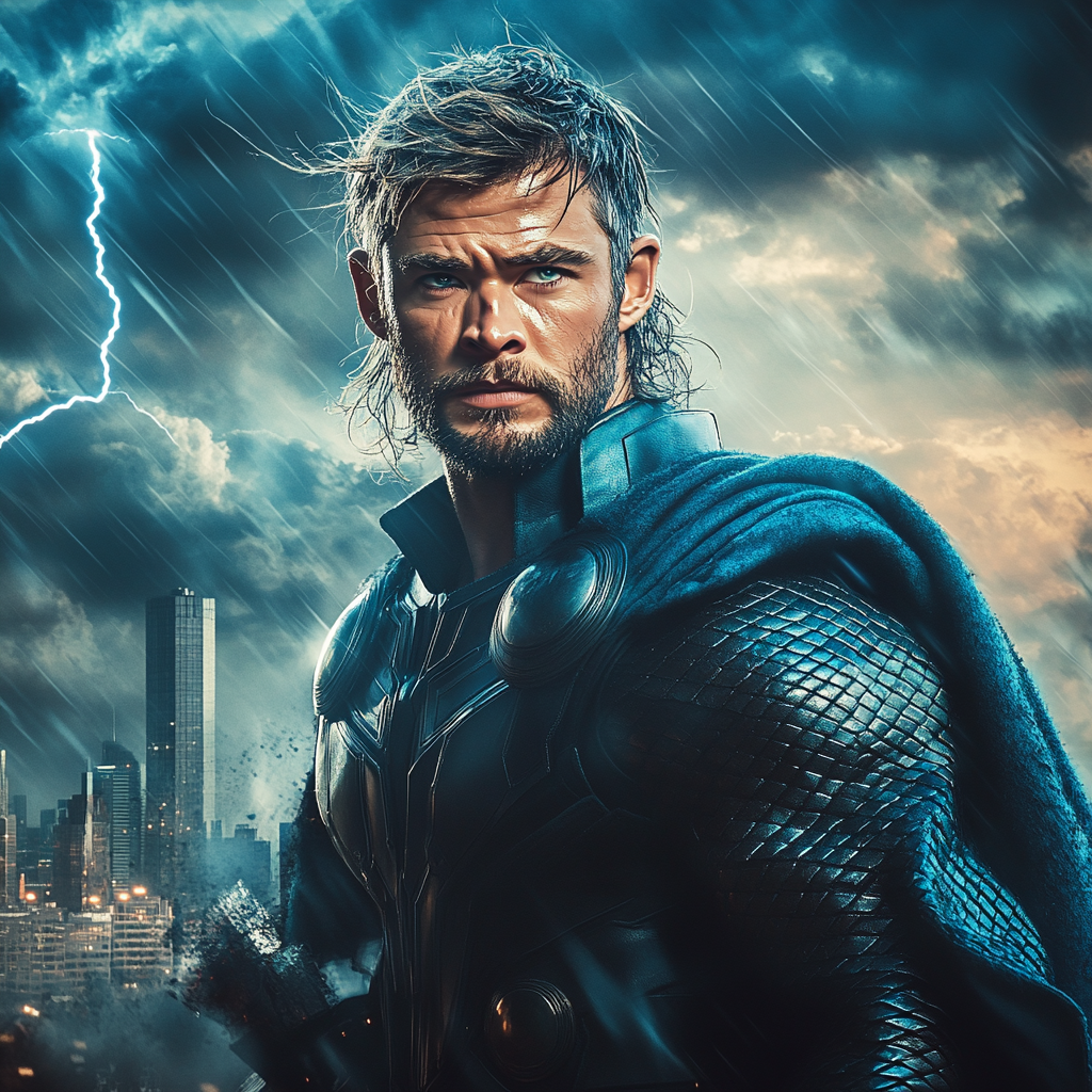 Chris Hemsworth: Journey Of The Thunder God In Modern Skies paint by diamonds