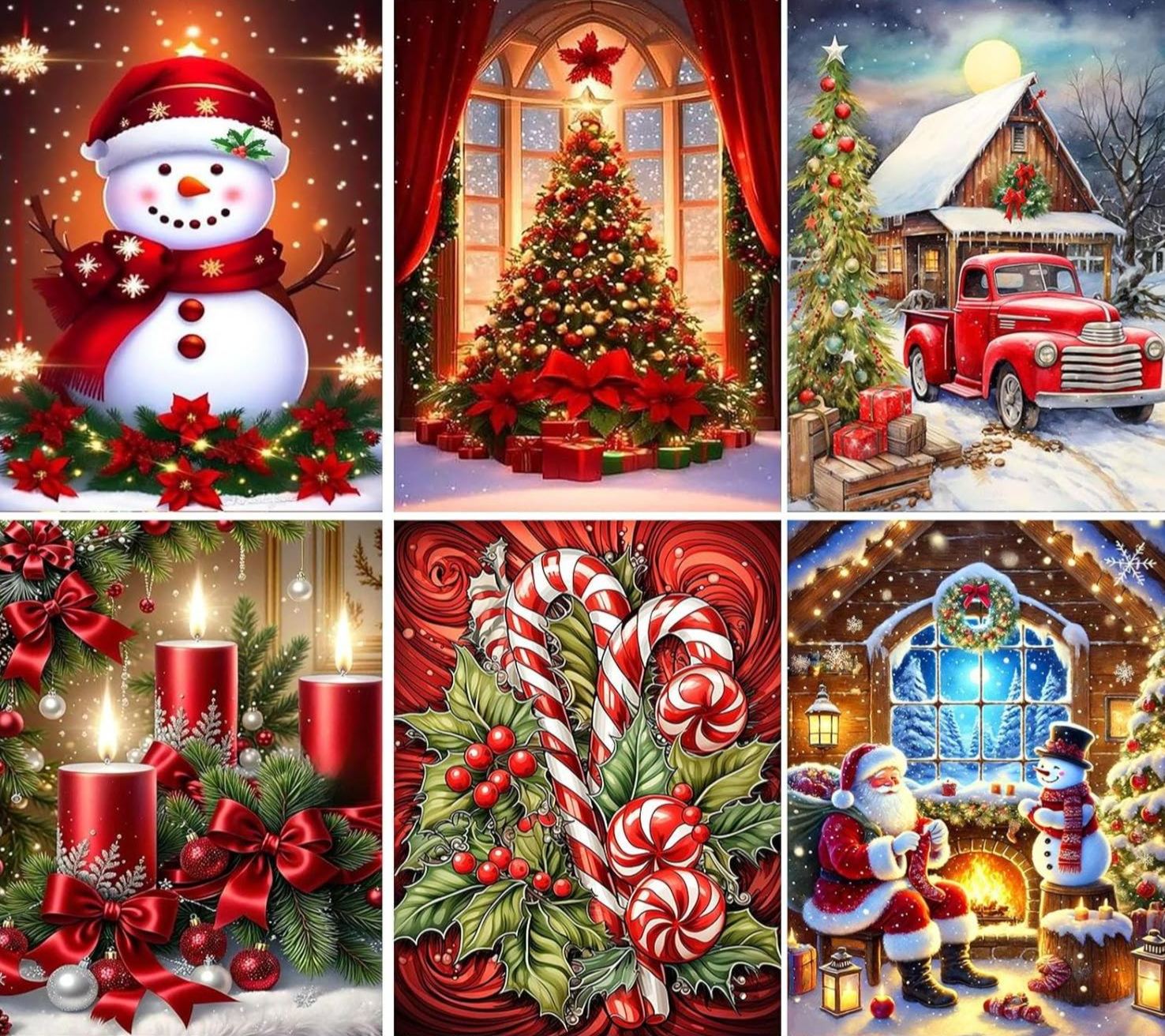 Pack of 6 Christmas Diamond Painting Kits for Adults