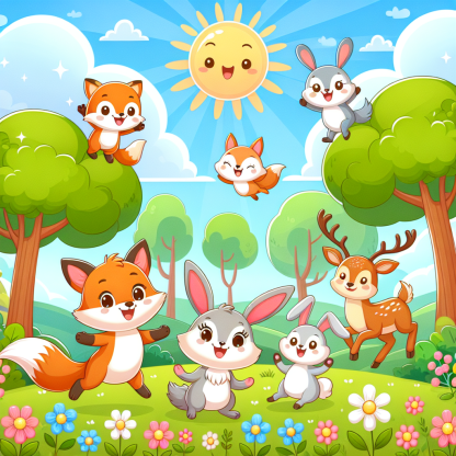 Merry Woodland Adventure Painting By Diamonds Kit