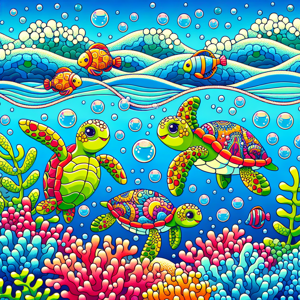 Whimsical Sea Turtles Paint By Diamonds Art