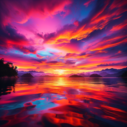 Captivating Sunset Over Water DIY Paint By Diamonds