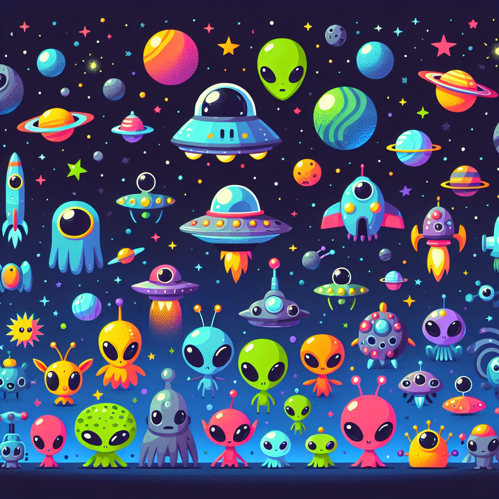 Outer Space Aliens Paint By Diamonds Art