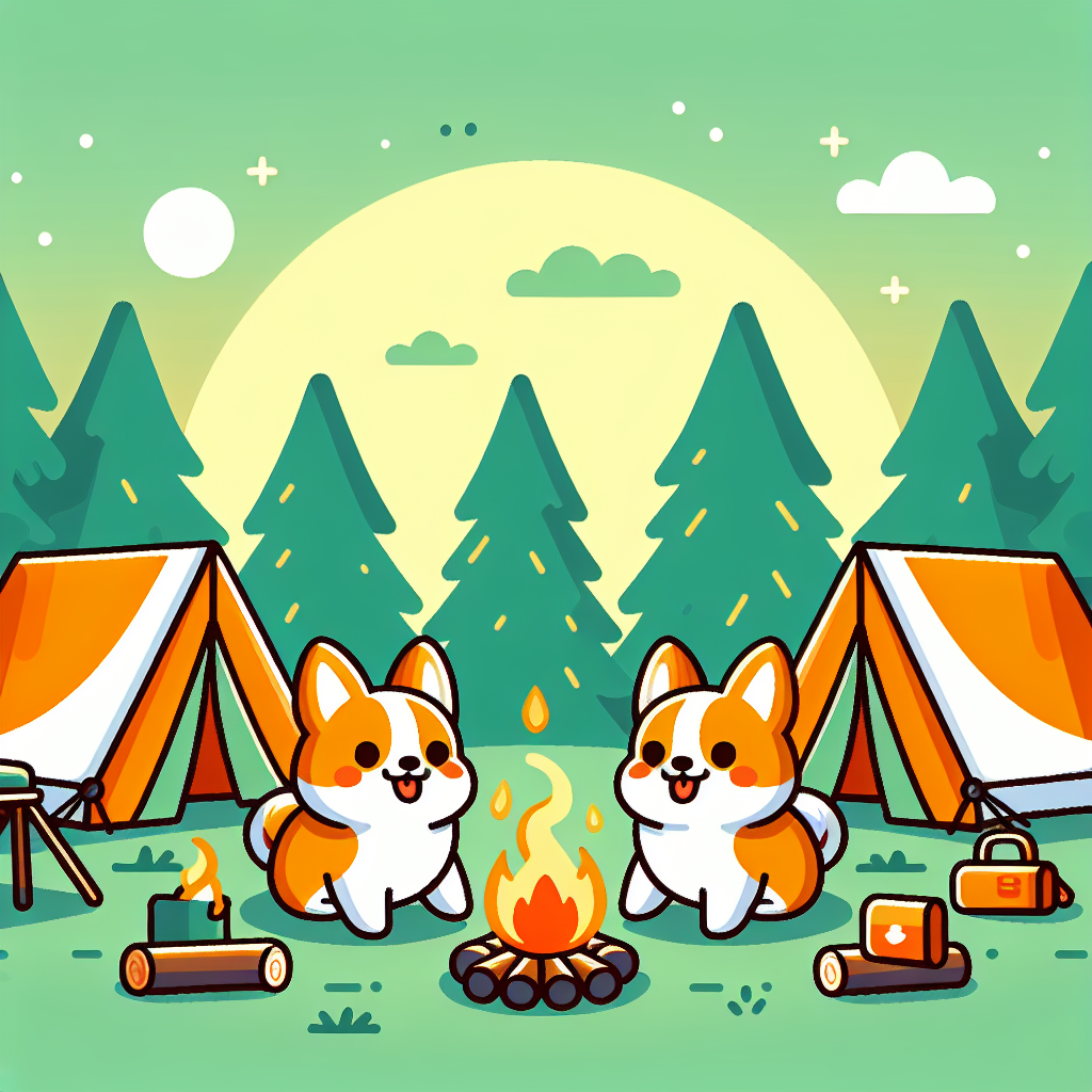 Corgi's Camping Adventure Painting Diamond Kit