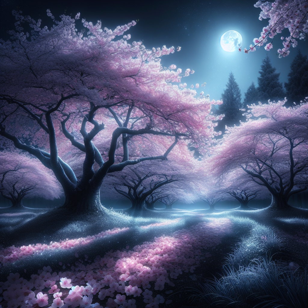 Enchanted Cherry Blossom Night Paint By Diamonds