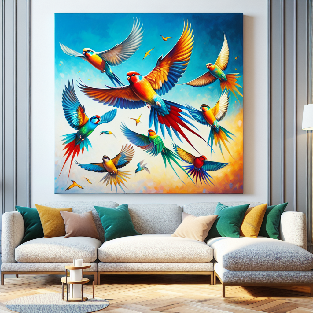 Colorful Birds In Flight Paint By Diamonds Kits