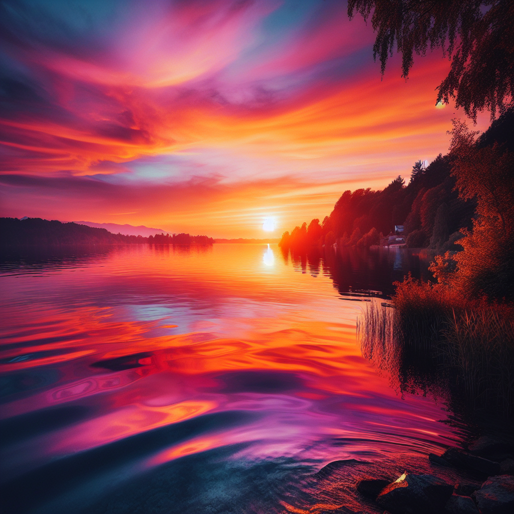Glorious Sunset Over The Lake Paint By Color