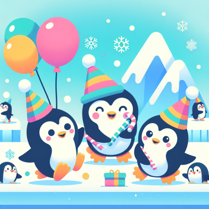 Cheerful Penguin Party Painting By Diamonds Kit