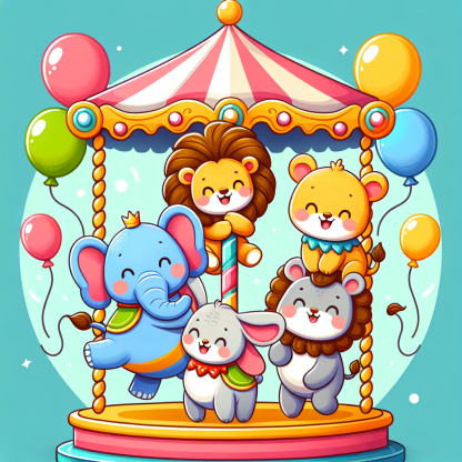 Cuddly Critters Carousel Diamond Painting