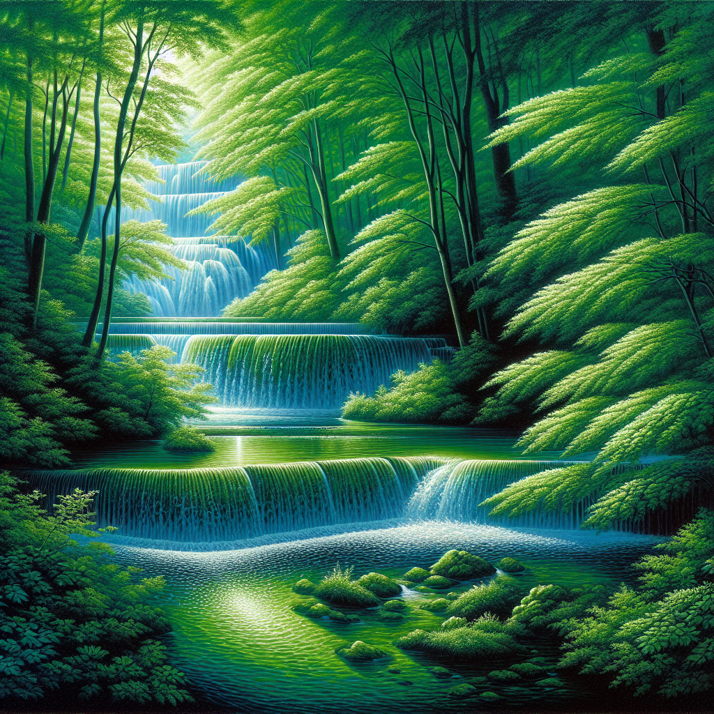 Emerald Forest Cascade Diamond Painting