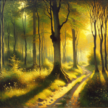 Sunlit Forest Walk Paint By Diamonds Kits