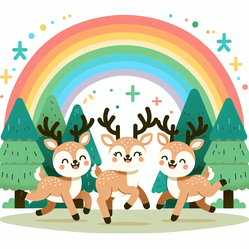 Rainbow Forest With Happy Deer Paint By Diamond