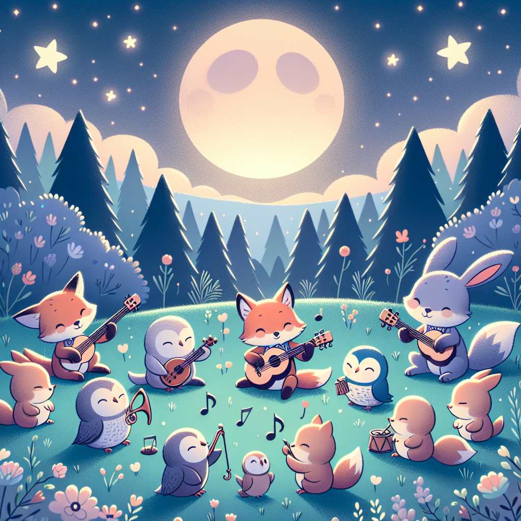 Moonlit Meadow Musicians Painting Diamond Kit