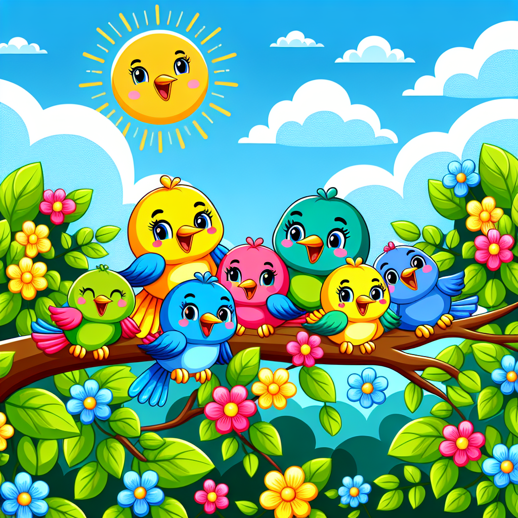 Colorful Birds On A Branch Paint By Color