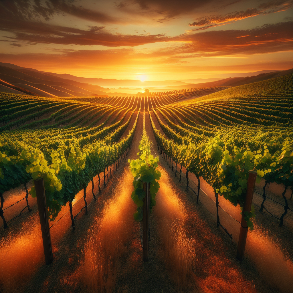 Golden Hour Vineyard Stroll Painting Diamond Kit