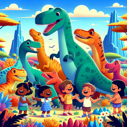 Adventures With Friendly Dinosaurs Painting By Diamonds Kit