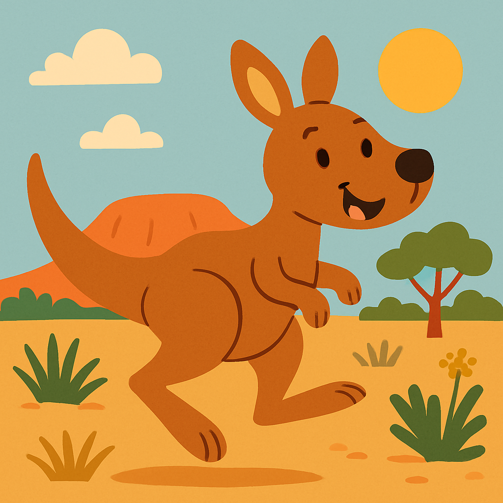 Cheerful Kangaroo Jumping Fun Painting Diamond Kit