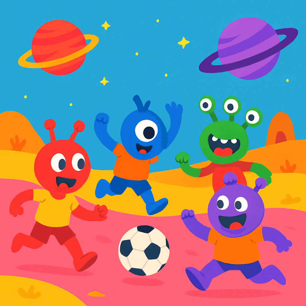 Space Alien Soccer Match Painting Diamond Kit