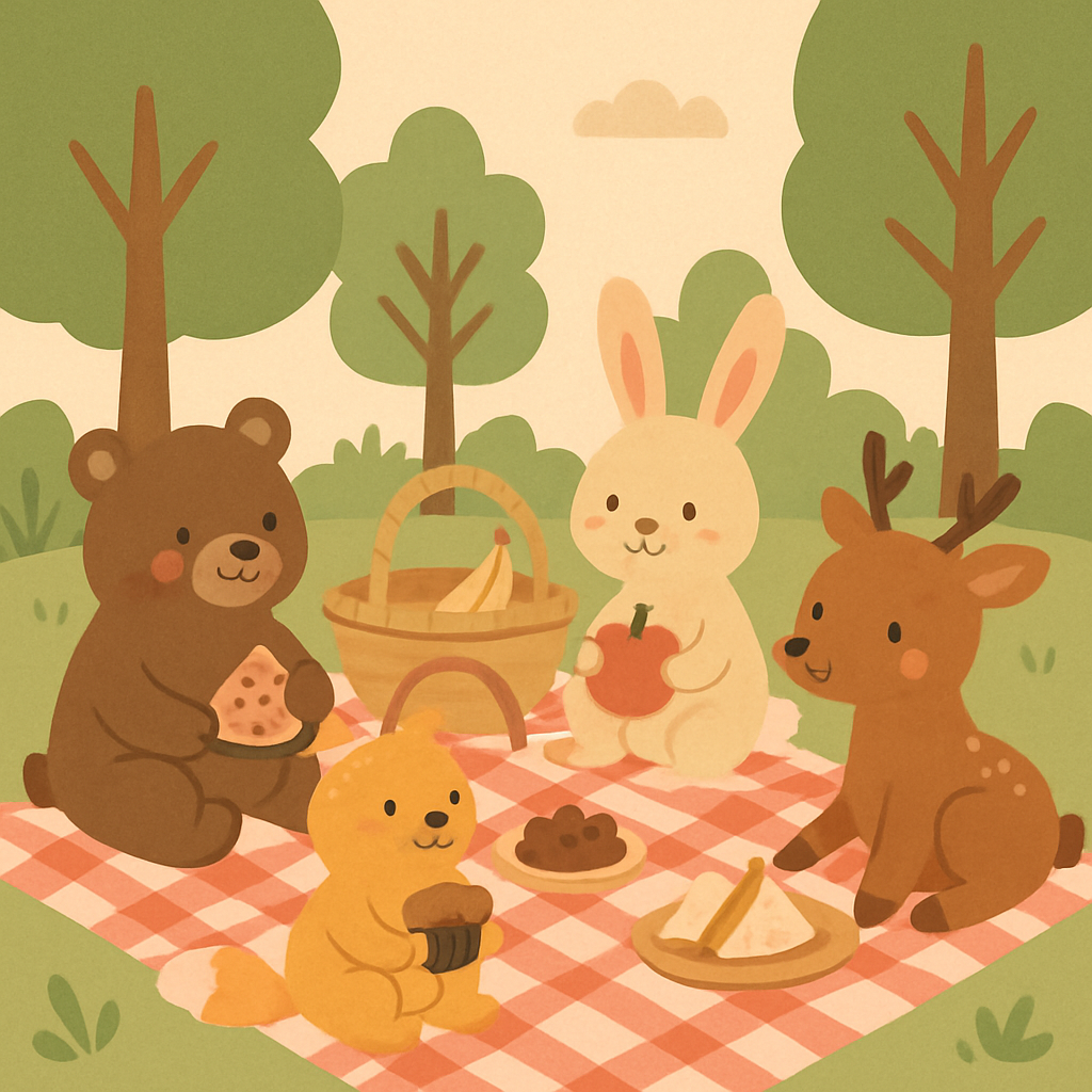 Woodland Creatures Picnic Painting Diamond Kit