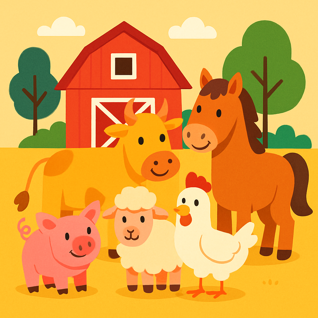 Friendly Farm Animals Gathering Painting Diamond Kit