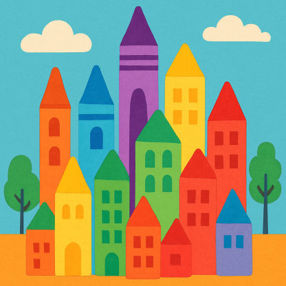 Colorful Crayon City Painting Diamond Kit
