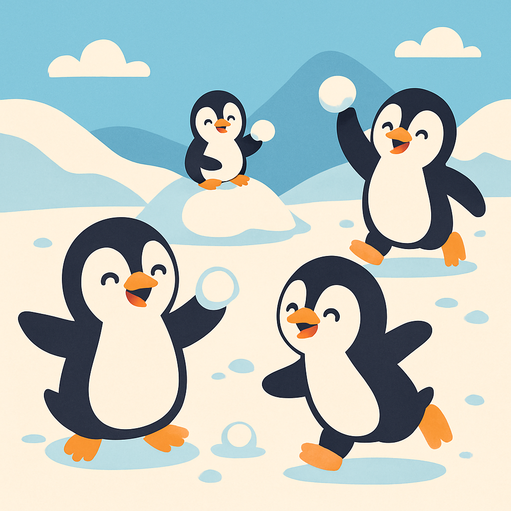 Frosty Penguin Snowball Party Painting Diamond Kit