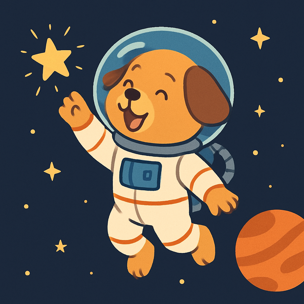 Space Voyage With Star Puppy Painting Diamond Kit