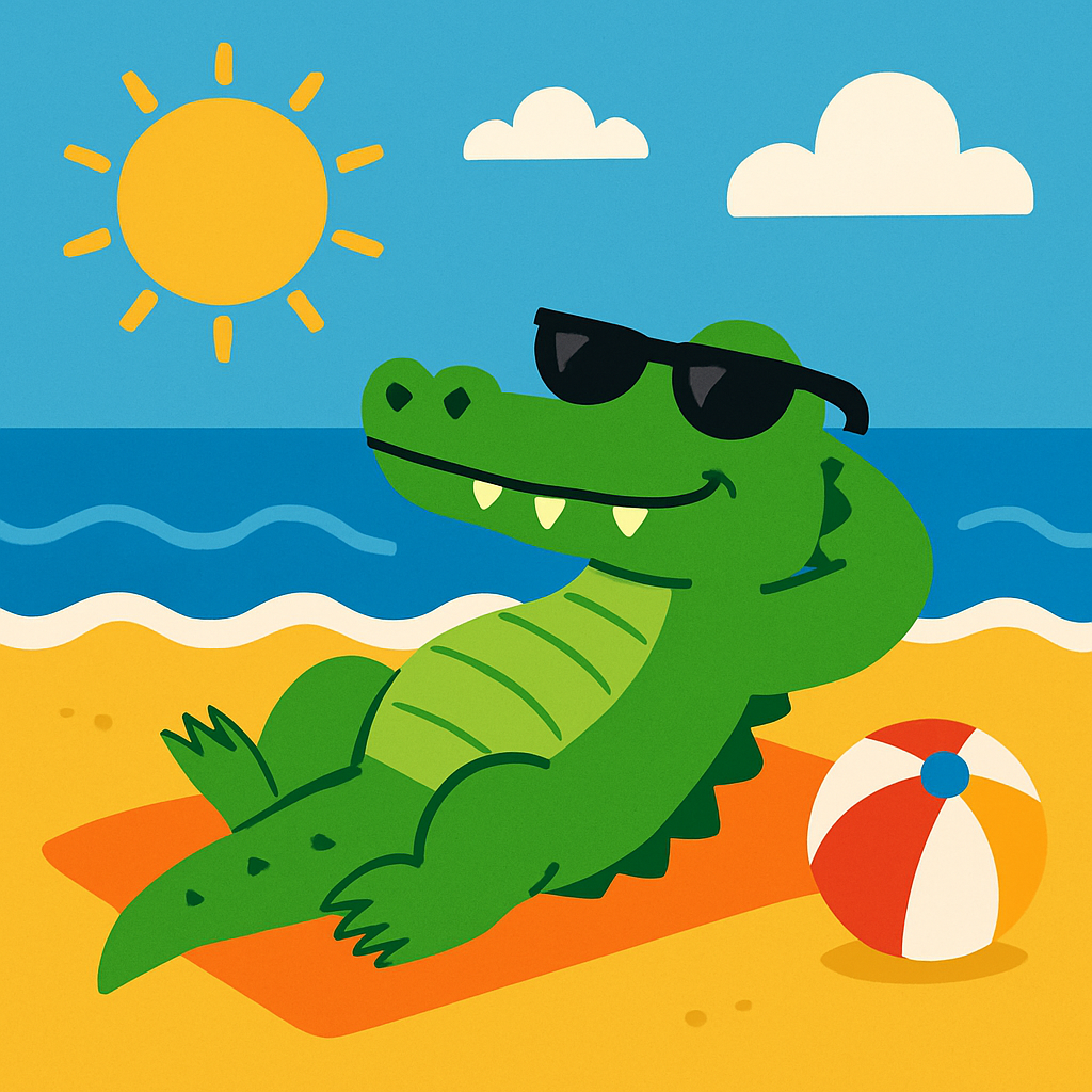 Cute Crocodile Beach Bash Painting Diamond Kit