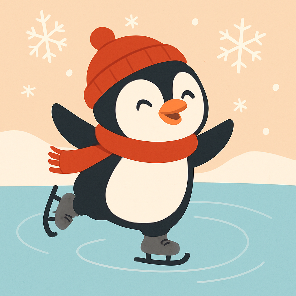 Penguin's Icy Skate Painting Diamond Kit