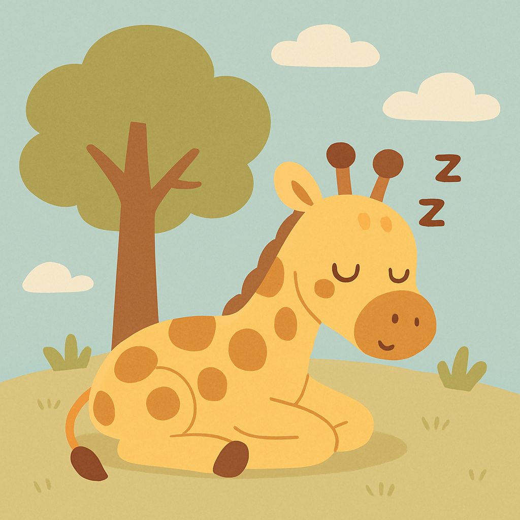 Peaceful Giraffe Afternoon Nap Painting Diamond Kit