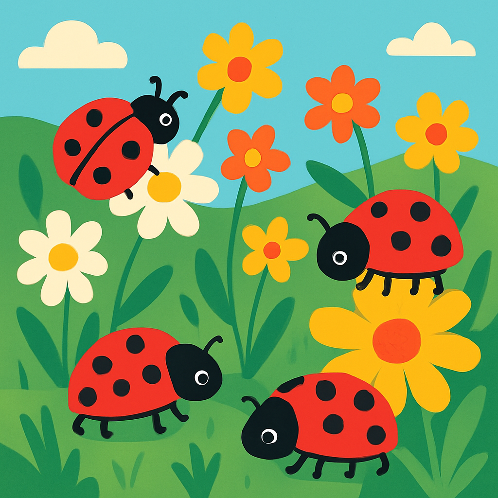 Cheerful Ladybug Meadow Painting Diamond Kit