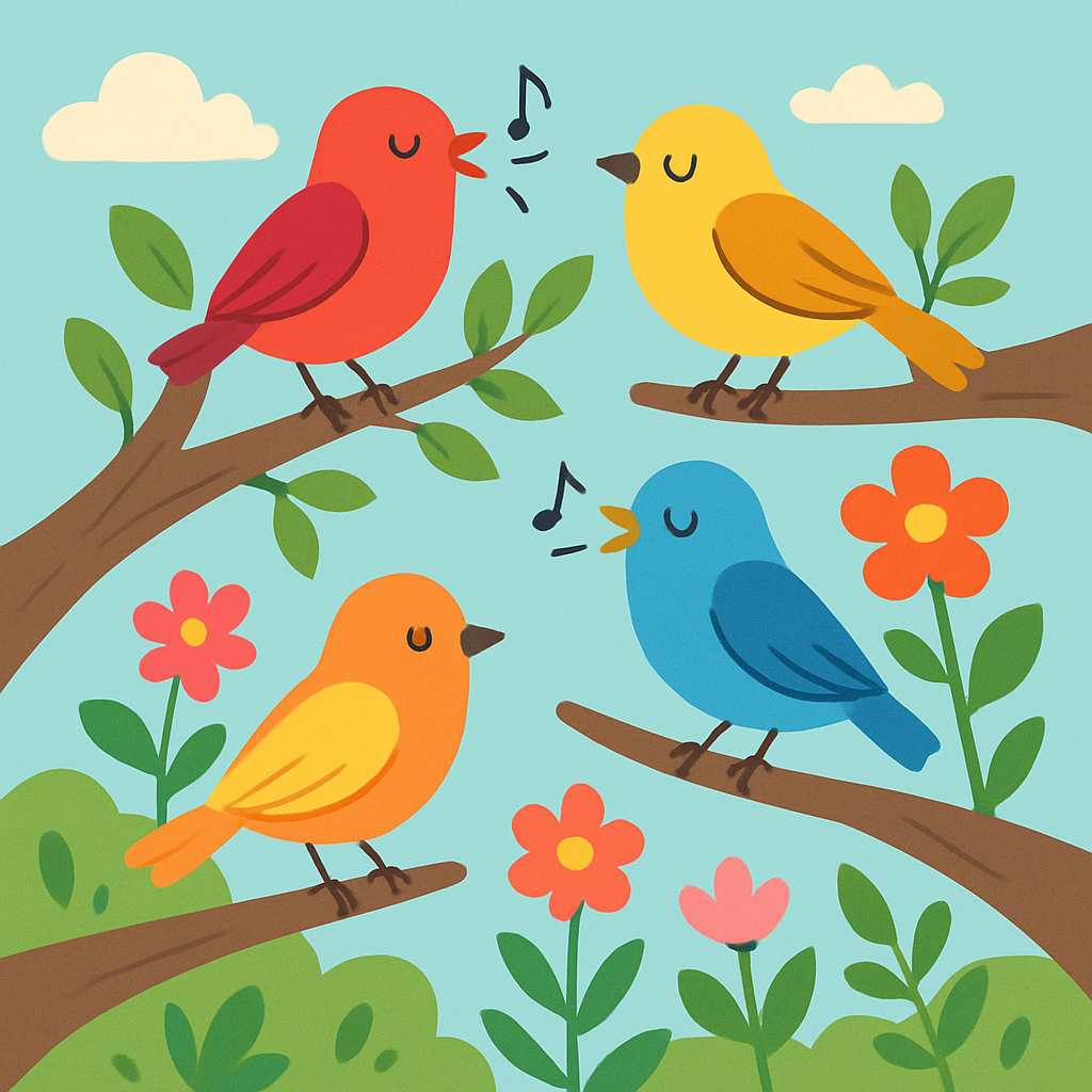 Garden Harmony With Songbird Friends Painting Diamond Kit