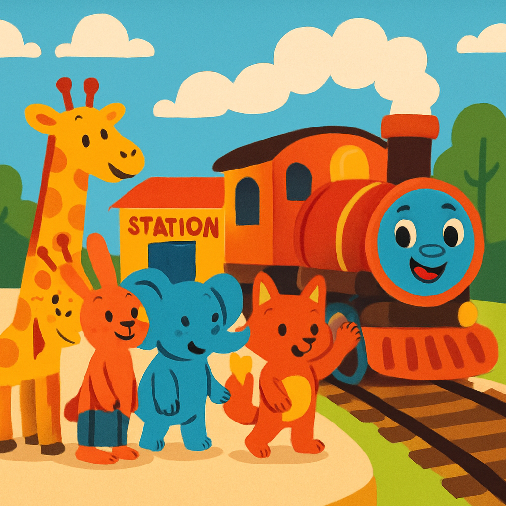 Cheerful Train Station Friends Painting Diamond Kit