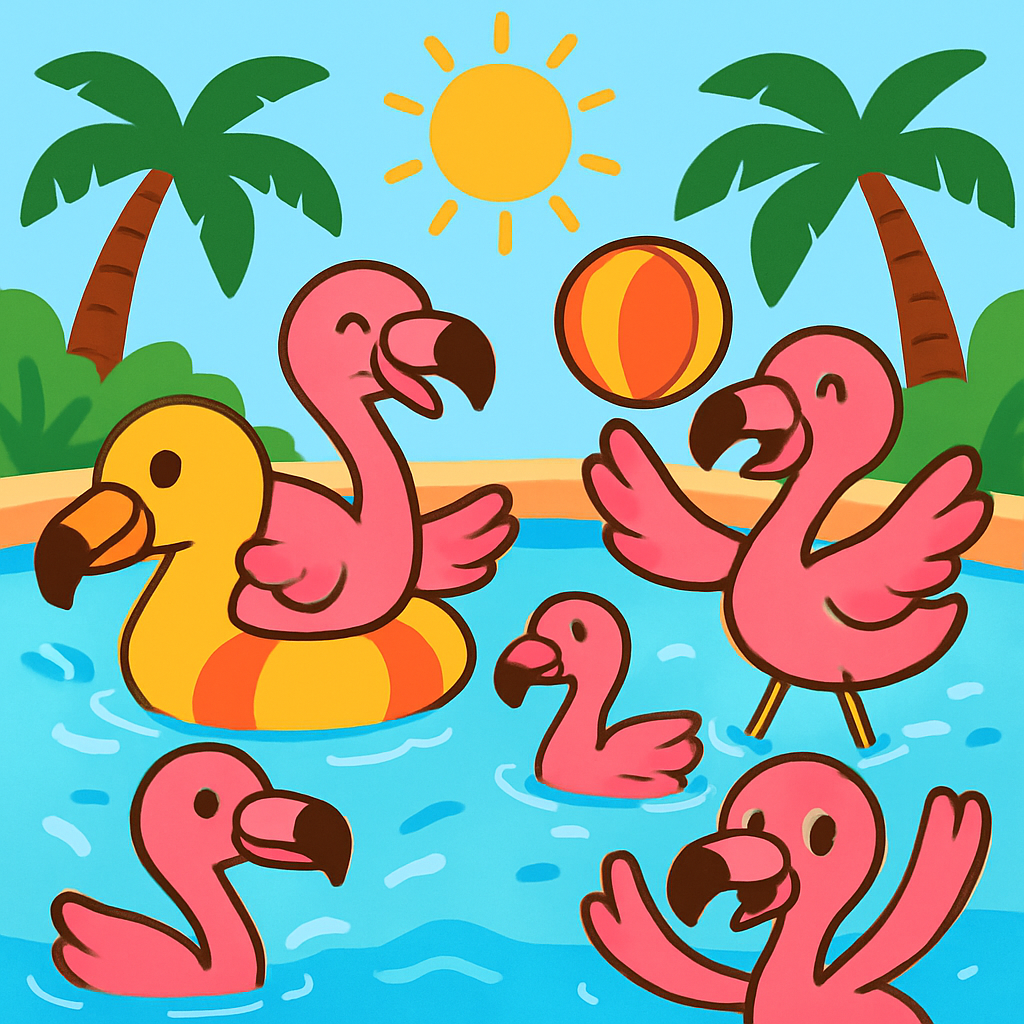 Flamingo Paradise Pool Party Painting Diamond Kit