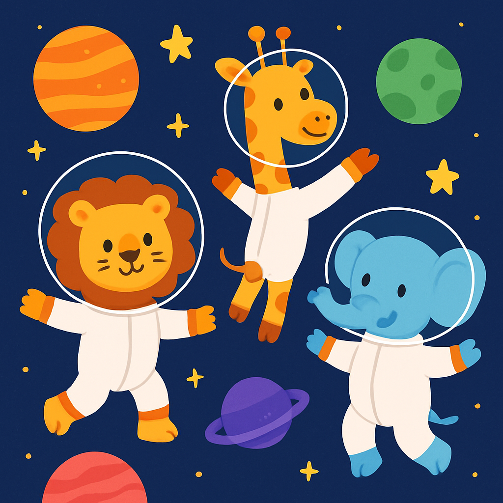 Astronaut Animals DIY Paint By Diamonds