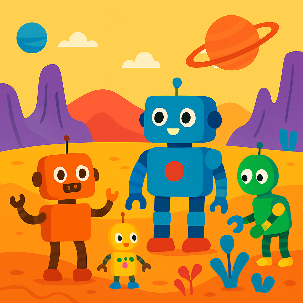 Outer Space Robot Friends DIY Paint By Diamonds