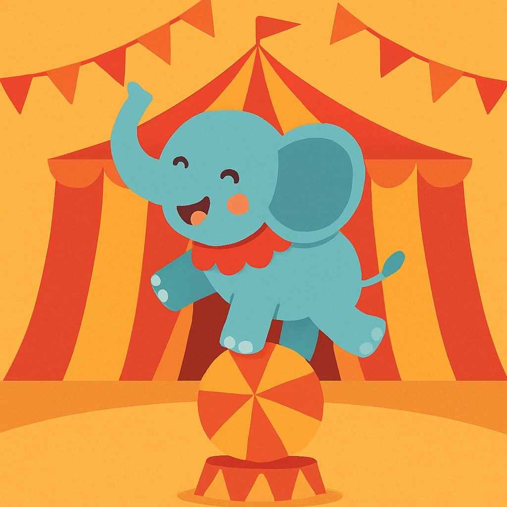 Circus Spectacle: Balancing Elephant Paint By Diamonds