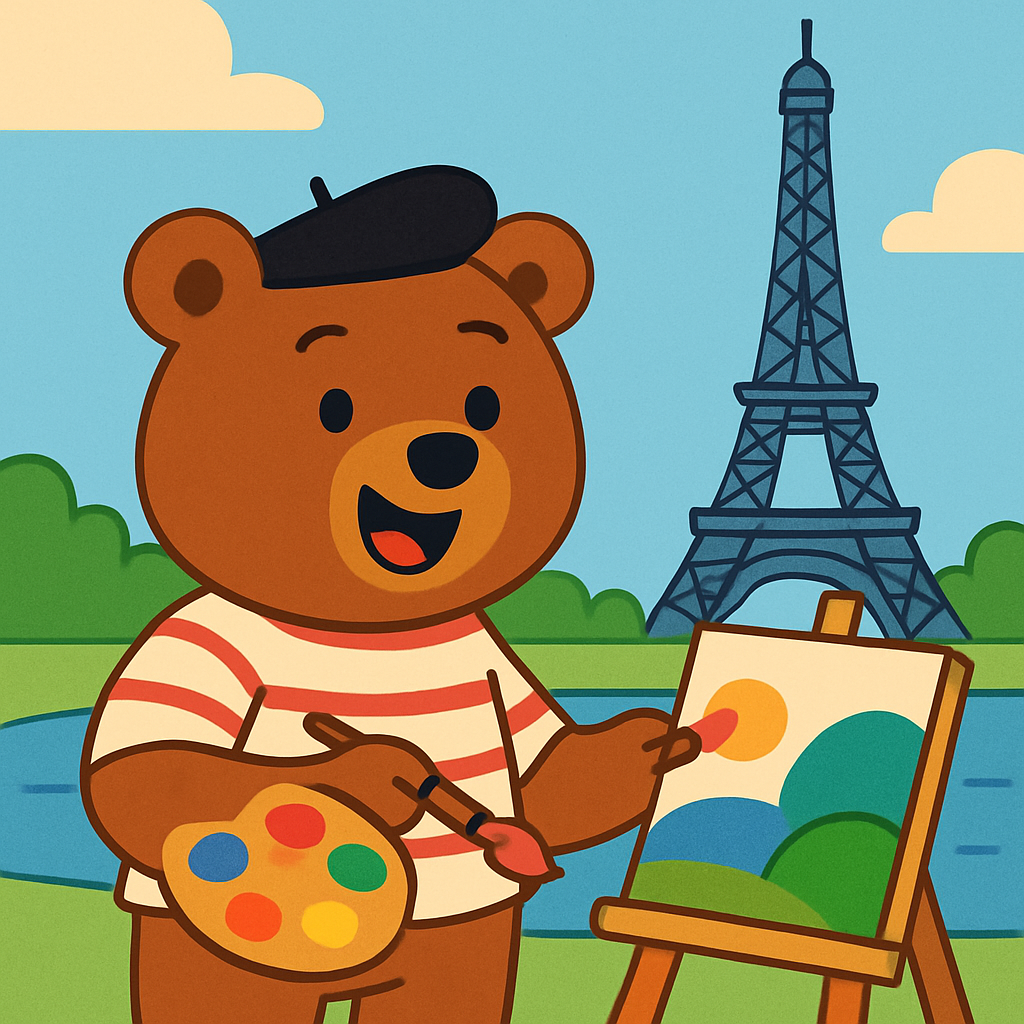 Artistic Bear In Paris Paint By Diamonds