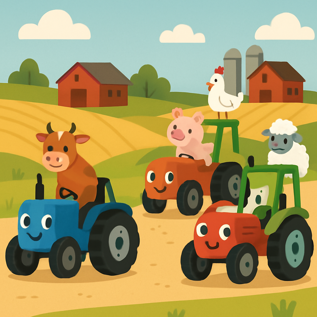 Farmyard Tractor Parade Paint By Diamonds