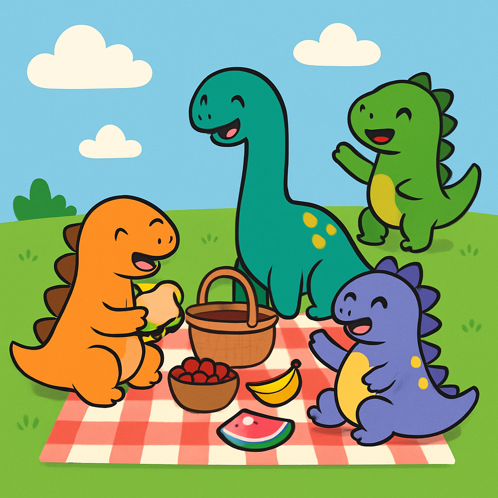 Dinosaurs' Picnic Party Painting By Diamonds Kit