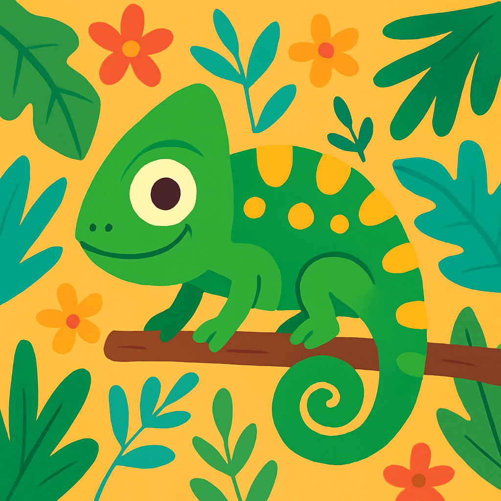 Cute Chameleon Paint By Diamonds
