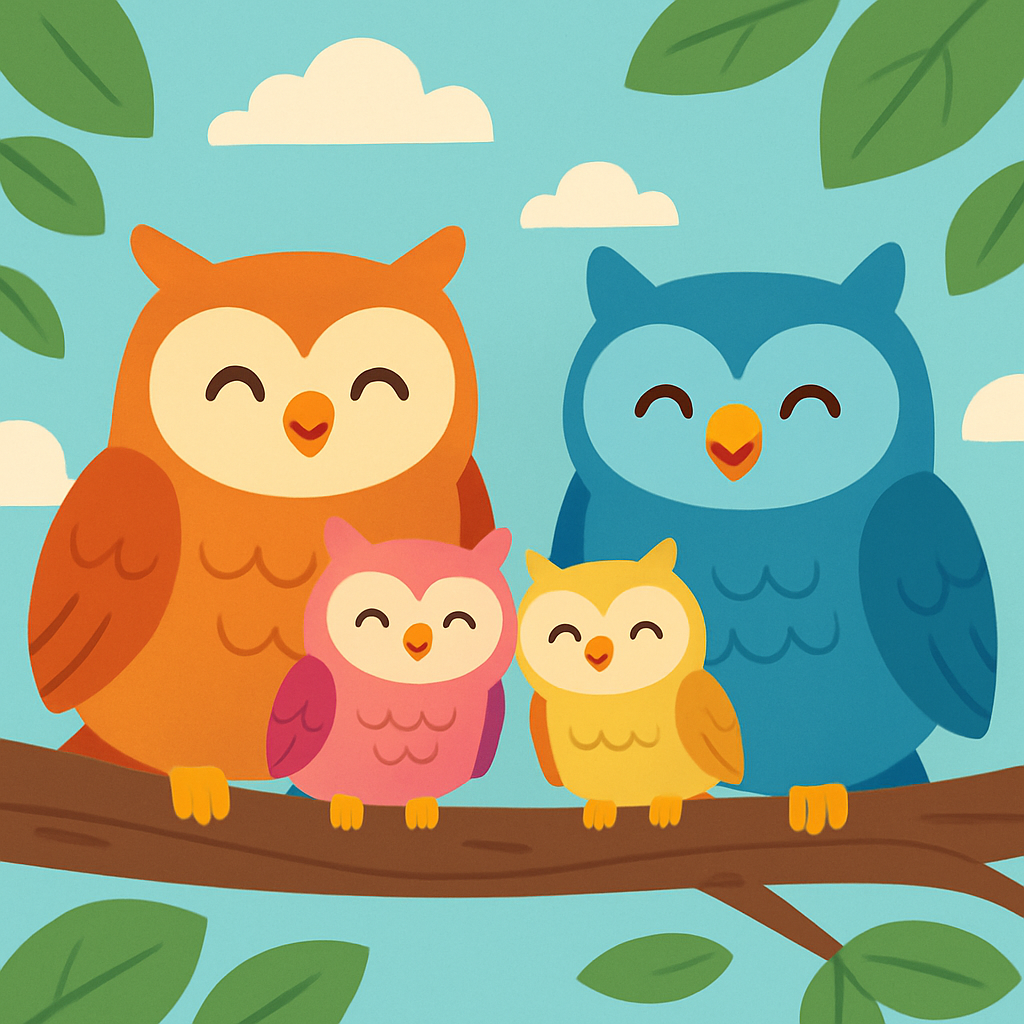 Friendly Owl Family Paint By Diamonds