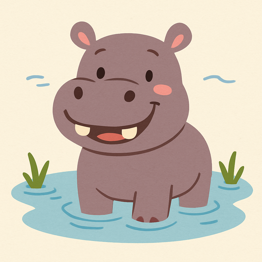 Hopping Hippo Paint By Diamonds