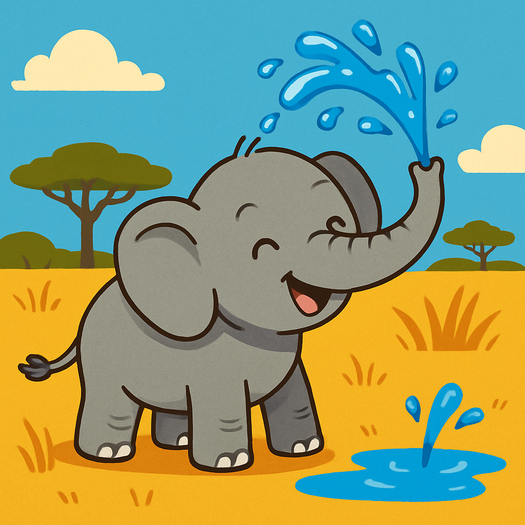 Safari With A Baby Elephant Painting Diamond Kit