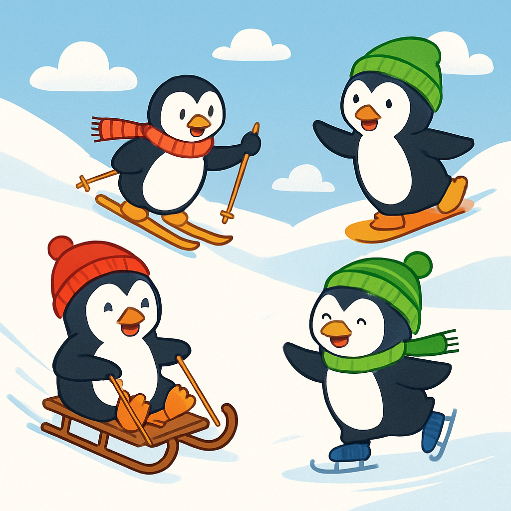 Penguin’s Snowy Sports Day Painting Diamond Kit